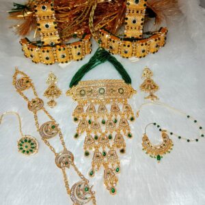 Green Traditional Marriage Jewellery Set