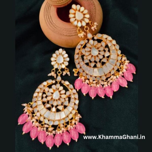 Beautiful Pink Kundan Earrings