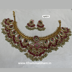 dark pink kundan jewellery set